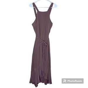 NWT Sugar lips muted brown cross over slit midi dress